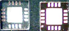 Underside of an LGA component and a stencilling template made for part
